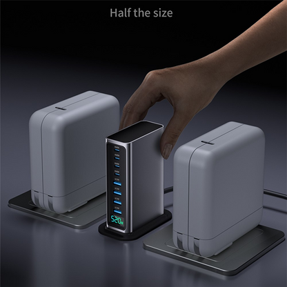 OEM-stationsladdare, 520W, 5A, 4 x USB-A - 4 x USB-C, Grå