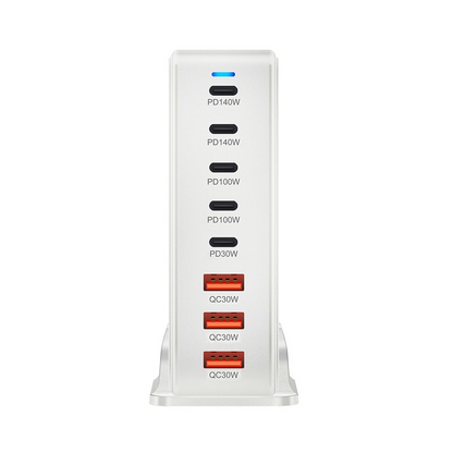 OEM-stationsladdare, 600W, 4 x USB-A - 4 x USB-C, Vit