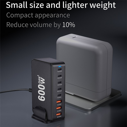 OEM-stationsladdare, 600W, 4 x USB-A - 4 x USB-C, Vit