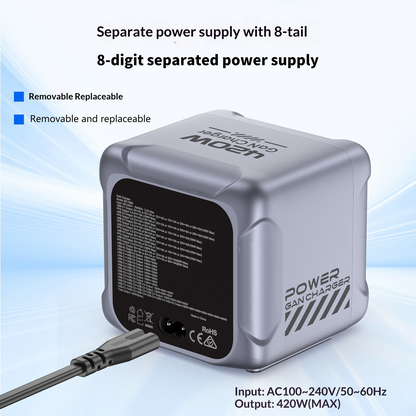 OEM-laddstation BK-126D, 140W, 5A, 2 x USB-A - 6 x USB-C, Grå