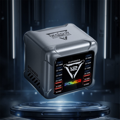 OEM-laddstation BK-127D, 280W, 5A, 4 x USB-A - 8 x USB-C, Grå