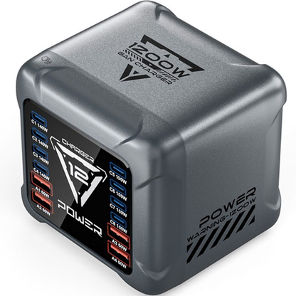 OEM-laddstation BK-127D, 280W, 5A, 4 x USB-A - 8 x USB-C, Grå