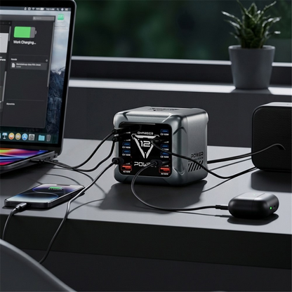 OEM-laddstation BK-127D, 280W, 5A, 4 x USB-A - 8 x USB-C, Grå
