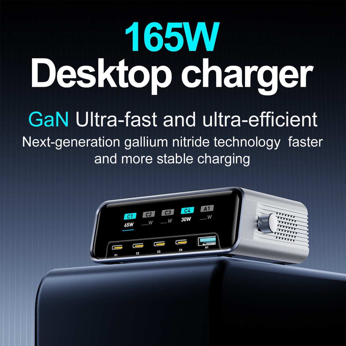 OEM-stationsladdare WLX-60G, 140W, 5A, 1 x USB-A - 4 x USB-C, Grå