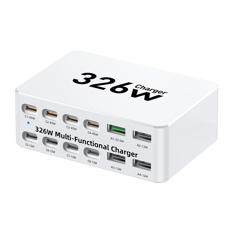 OEM-laddstation WLX-818E, 326W, 3,25A, 4 x USB-A - 8 x USB-C, Vit