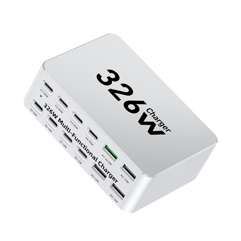 OEM-laddstation WLX-818E, 326W, 3,25A, 4 x USB-A - 8 x USB-C, Vit