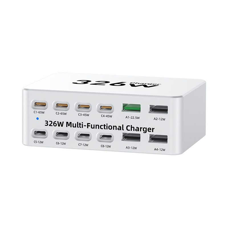 OEM-laddstation WLX-818E, 326W, 3,25A, 4 x USB-A - 8 x USB-C, Vit