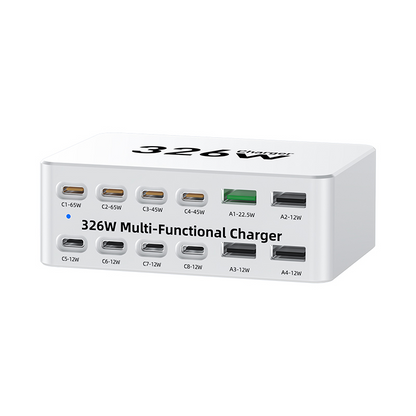 OEM-laddstation WLX-818E, 326W, 3,25A, 4 x USB-A - 8 x USB-C, Vit