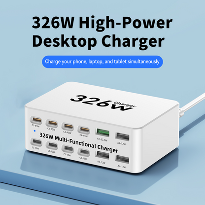 OEM-laddstation WLX-818E, 326W, 3,25A, 4 x USB-A - 8 x USB-C, Vit