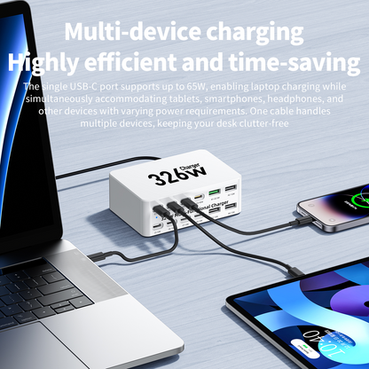 OEM-laddstation WLX-818E, 326W, 3,25A, 4 x USB-A - 8 x USB-C, Vit