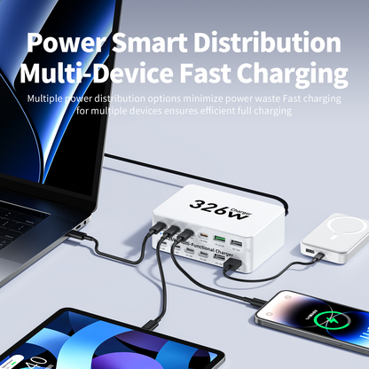 OEM-laddstation WLX-818E, 326W, 3,25A, 4 x USB-A - 8 x USB-C, Vit