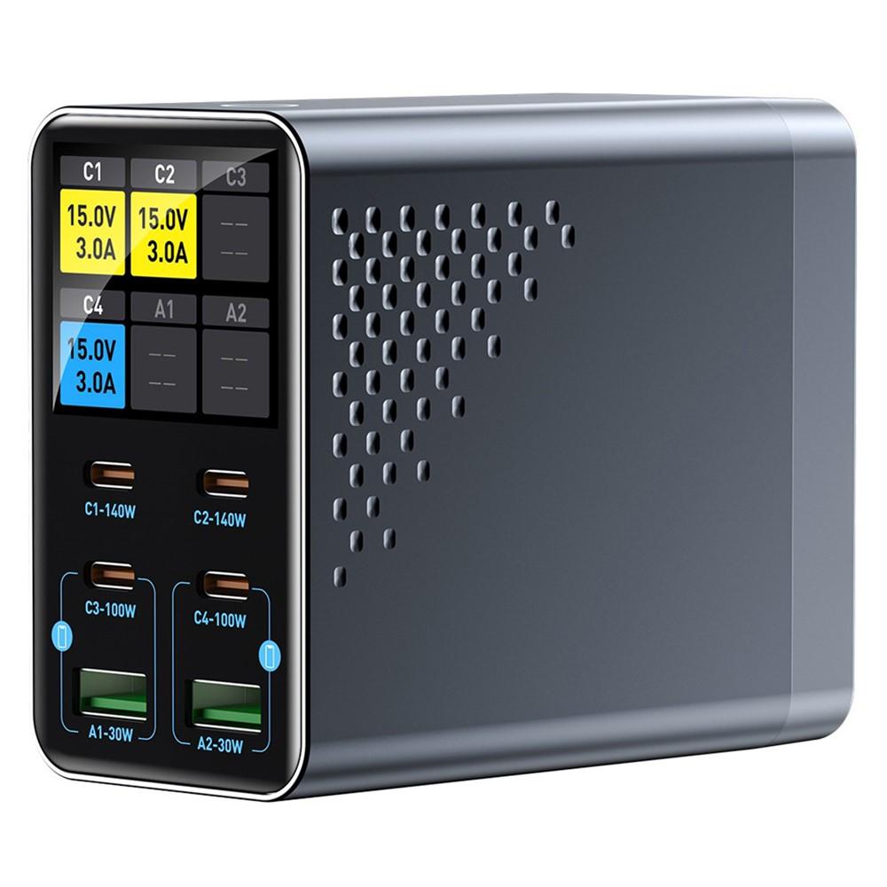 OEM WLX-G3 Station Laddare, 140W, 5A, 2 x USB-A - 4 x USB-C, Grå