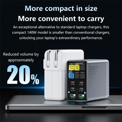 OEM WLX-G3 Station Laddare, 140W, 5A, 2 x USB-A - 4 x USB-C, Grå