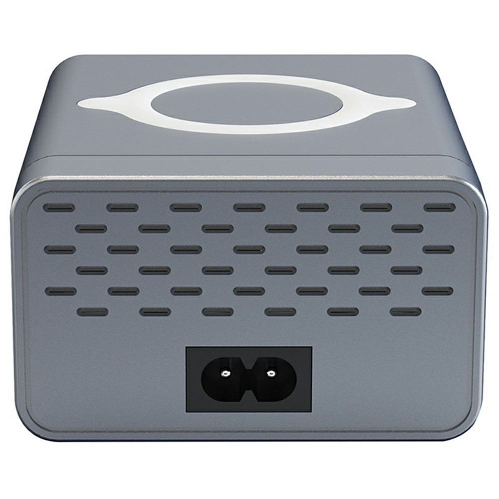 OEM WLX-M3 QI laddstation, 80W, 4 x USB-A - 4 x USB-C, Grå