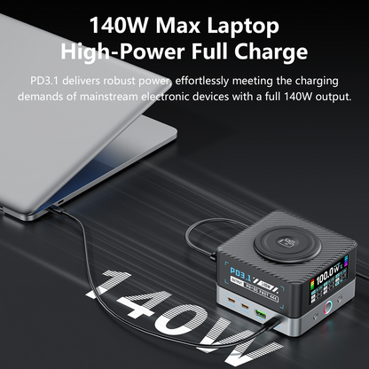 OEM WLX-R8A QI-laddstation, 140W, 5A, 2 x USB-A - 6 x USB-C, Grå