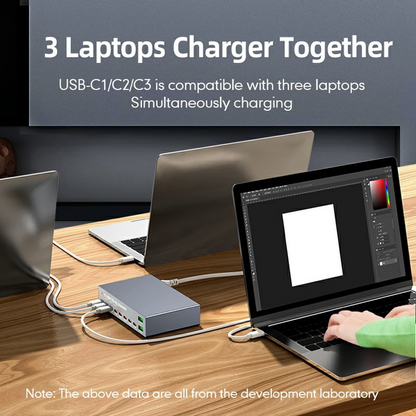 OEM-laddstation WLX-X6Y, 140W, 5A, 2 x USB-A - 8 x USB-C, Silver