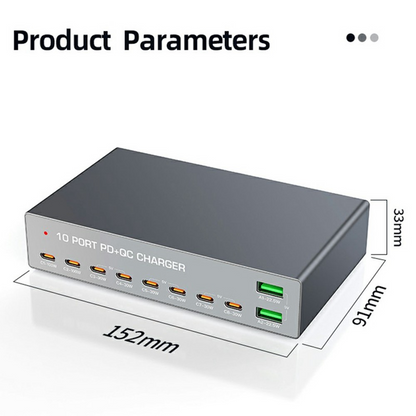 OEM-laddstation WLX-X6Y, 140W, 5A, 2 x USB-A - 8 x USB-C, Silver