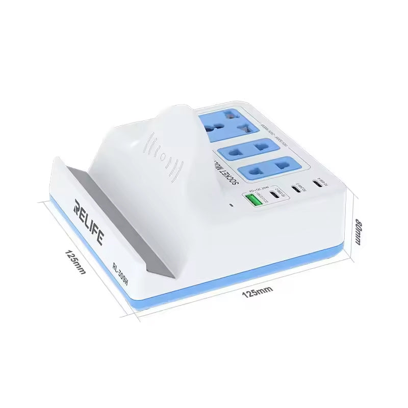 Relife RL-309H QI laddstation, 72W, 1 x USB-A - 3 x USB-C, Vit
