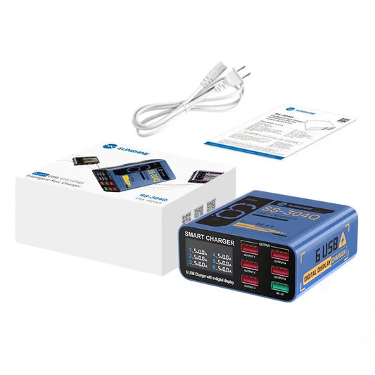 Laddstation Sunshine SS-304Q, 30W, 3.5A, 6 x USB-A, Blå