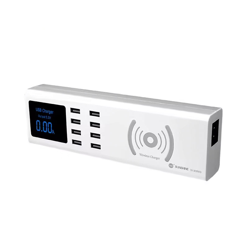 Laddningsstation Sunshine SS-309WD QI, 40W, 2.4A, 8 x USB-A, Vit