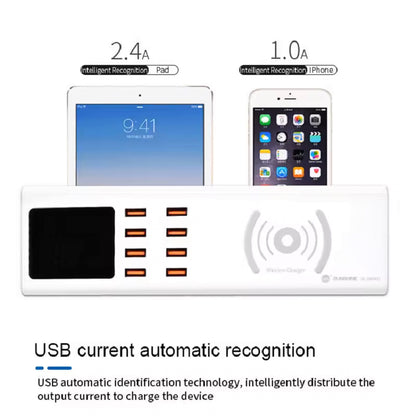 Laddningsstation Sunshine SS-309WD QI, 40W, 2.4A, 8 x USB-A, Vit