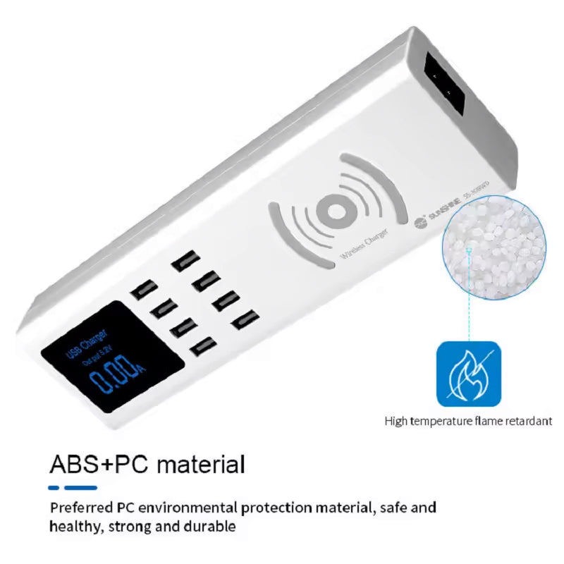 Laddningsstation Sunshine SS-309WD QI, 40W, 2.4A, 8 x USB-A, Vit
