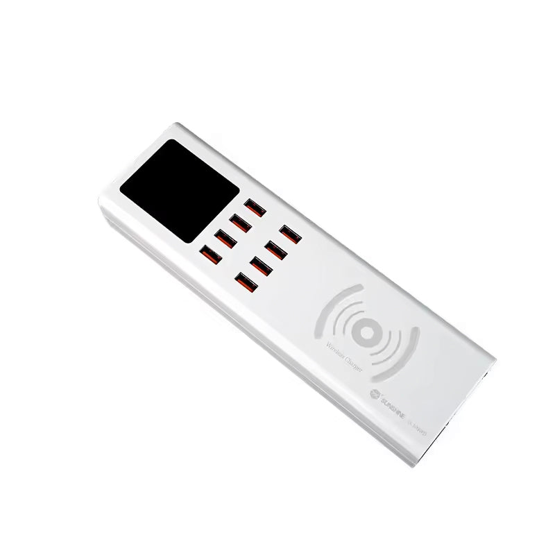 Laddningsstation Sunshine SS-309WD QI, 40W, 2.4A, 8 x USB-A, Vit