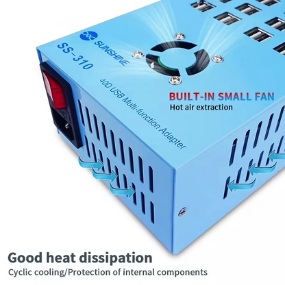 Laddstation Sunshine SS-310, 40 x USB-A, Blå