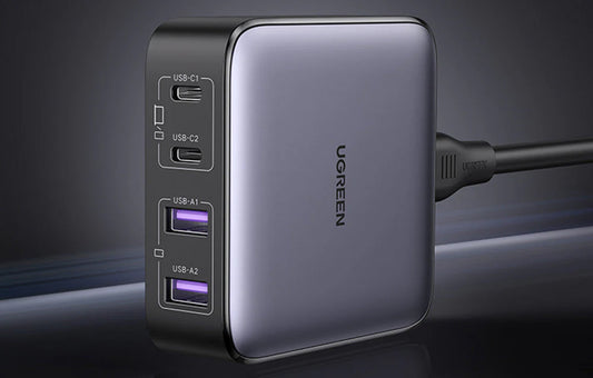 UGREEN CD327 Nexode laddningsstation, 65W, 3.25A, 2 x USB-A - 2 x USB-C, Svart