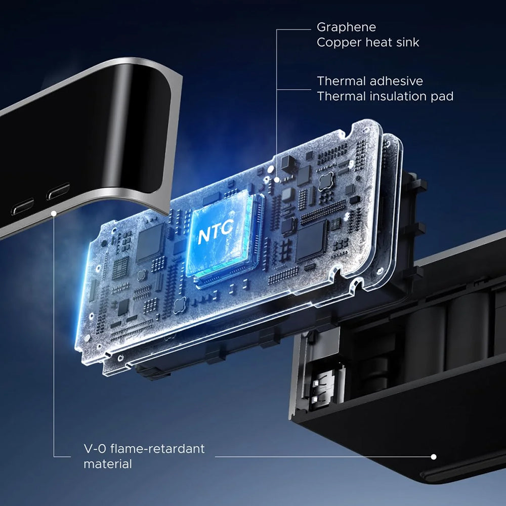Laddningsstation UGREEN Nexode Pro X783 (75753B) med display, 300 W, 5 A, 1 x USB-A – 6 x USB-C – 1 x DC, grå