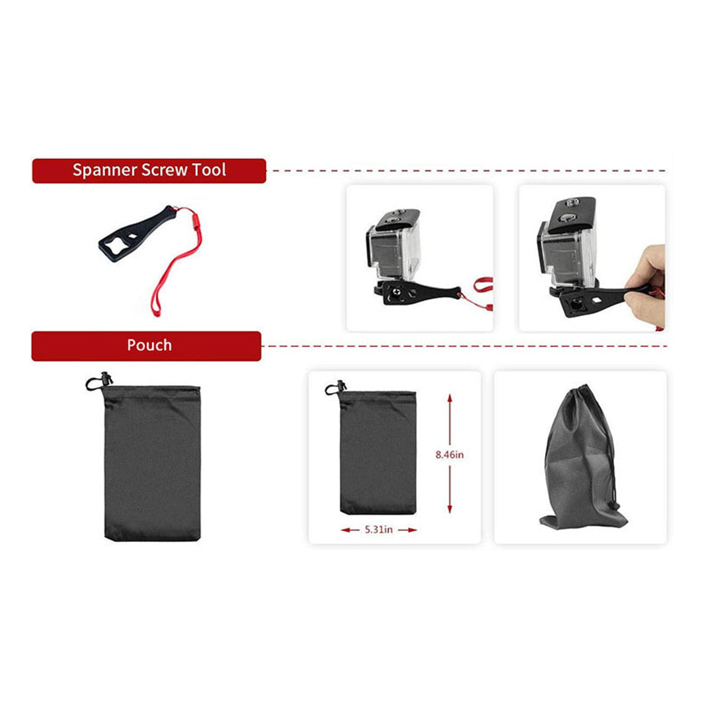 Sportkamera Tillbehörskit Techsuit SA15 för GoPro / SJCAM-serien, 15in1, Svart