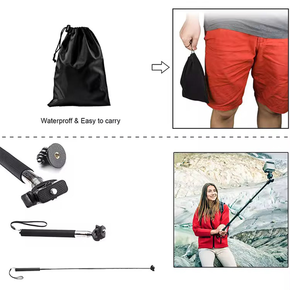 Sportkamera Tillbehörskit Techsuit SA15 för GoPro / SJCAM-serien, 15in1, Svart