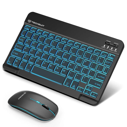 Techsuit AirCombo WKM1 Wireless Keyboard Mouse Kit, BT / Wi-Fi, Black