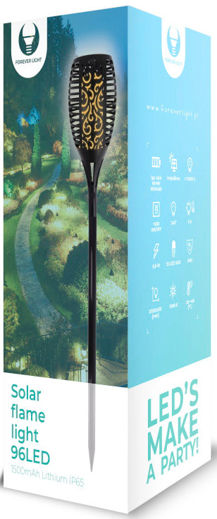 Forever solarlampa, 96 LED, 2800K, IP65, svart
