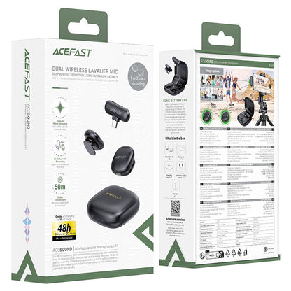 Acefast R1 Lavalier, USB-C, Set of 2 pieces, Black
