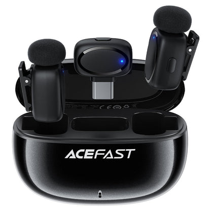 Lavaliermikrofon Acefast R2, USB-C, Set med 2 stycken, Svart