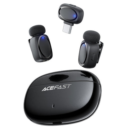 Lavaliermikrofon Acefast R2, USB-C, Set med 2 stycken, Svart