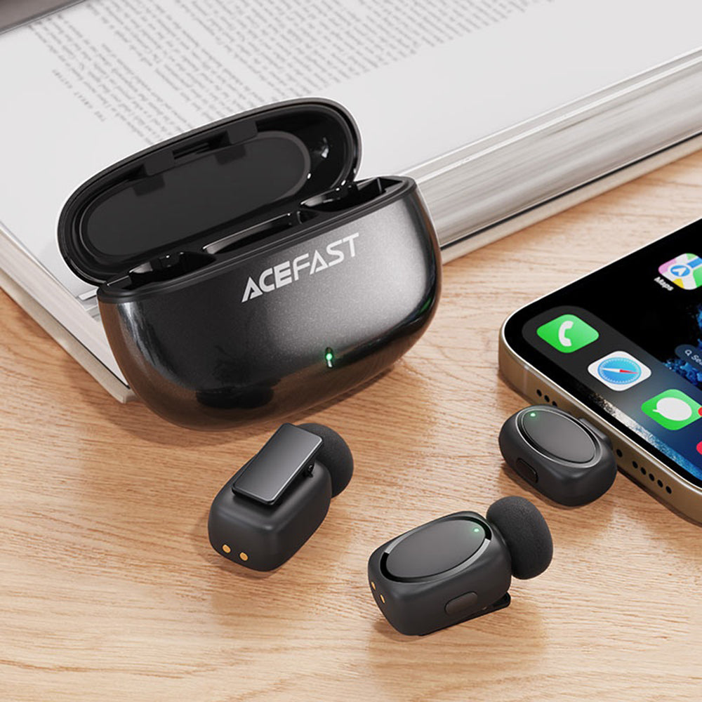 Lavaliermikrofon Acefast R2, USB-C, Set med 2 stycken, Svart