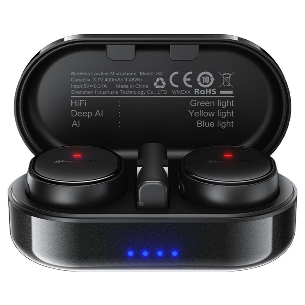 Lavaliermikrofon Acefast R3, USB-C, Set med 2 stycken, Svart