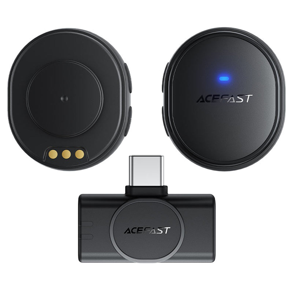 Lavaliermikrofon Acefast R3, USB-C, Set med 2 stycken, Svart