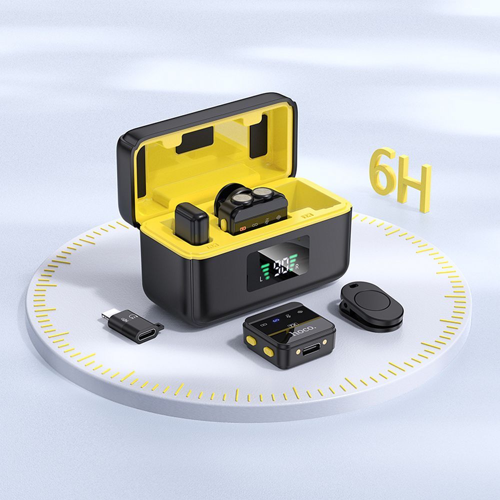 Lavaliermikrofon HOCO L17, USB-C / Lightning, Set med 2 stycken, Svart