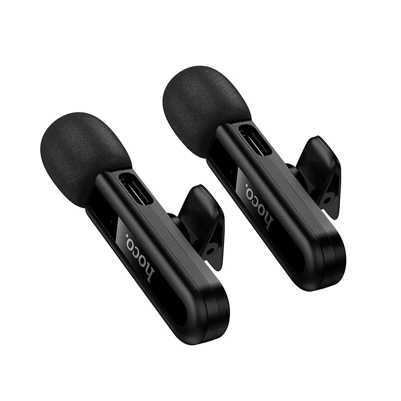 Lavaliermikrofon HOCO L20A, USB-C / Lightning, Set med 2 stycken, Svart