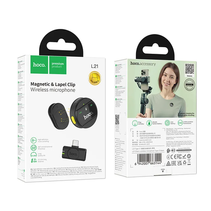 Lavaliermikrofon HOCO L21, USB-C, Svart