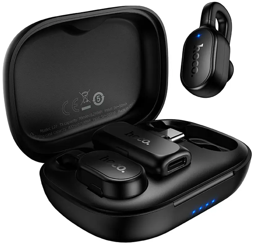 Lavaliermikrofon HOCO L27, USB-C, Set om 2 stycken, Svart