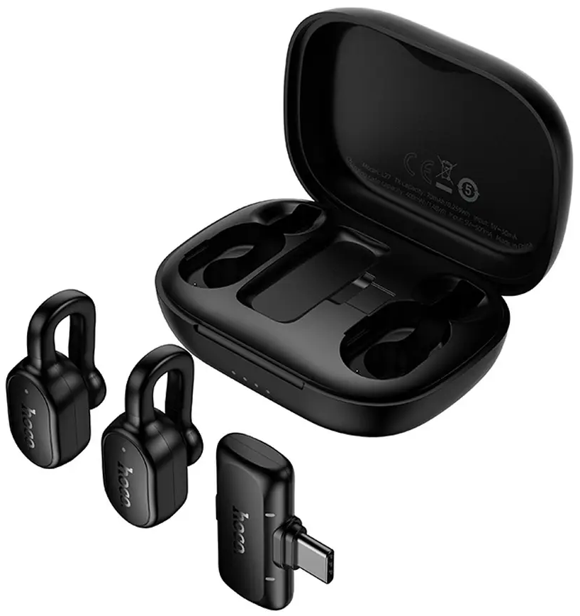 Lavaliermikrofon HOCO L27, USB-C, Set om 2 stycken, Svart