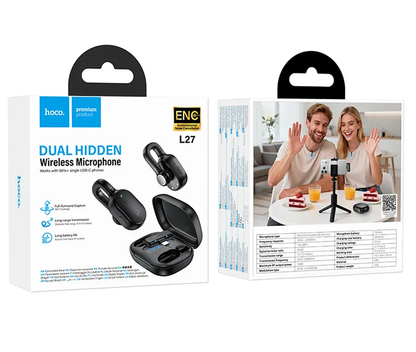 Lavaliermikrofon HOCO L27, USB-C, Set om 2 stycken, Svart