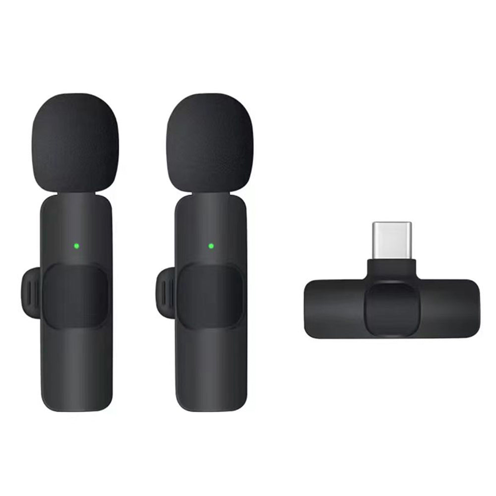 Techsuit Lavalier LW2, USB-C, Set om 2, Svart