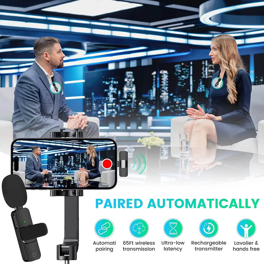 Techsuit Lavalier LW2, USB-C, Set om 2, Svart