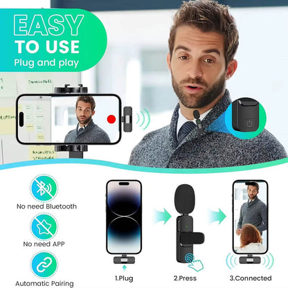 Techsuit Lavalier LW2, USB-C, Set om 2, Svart