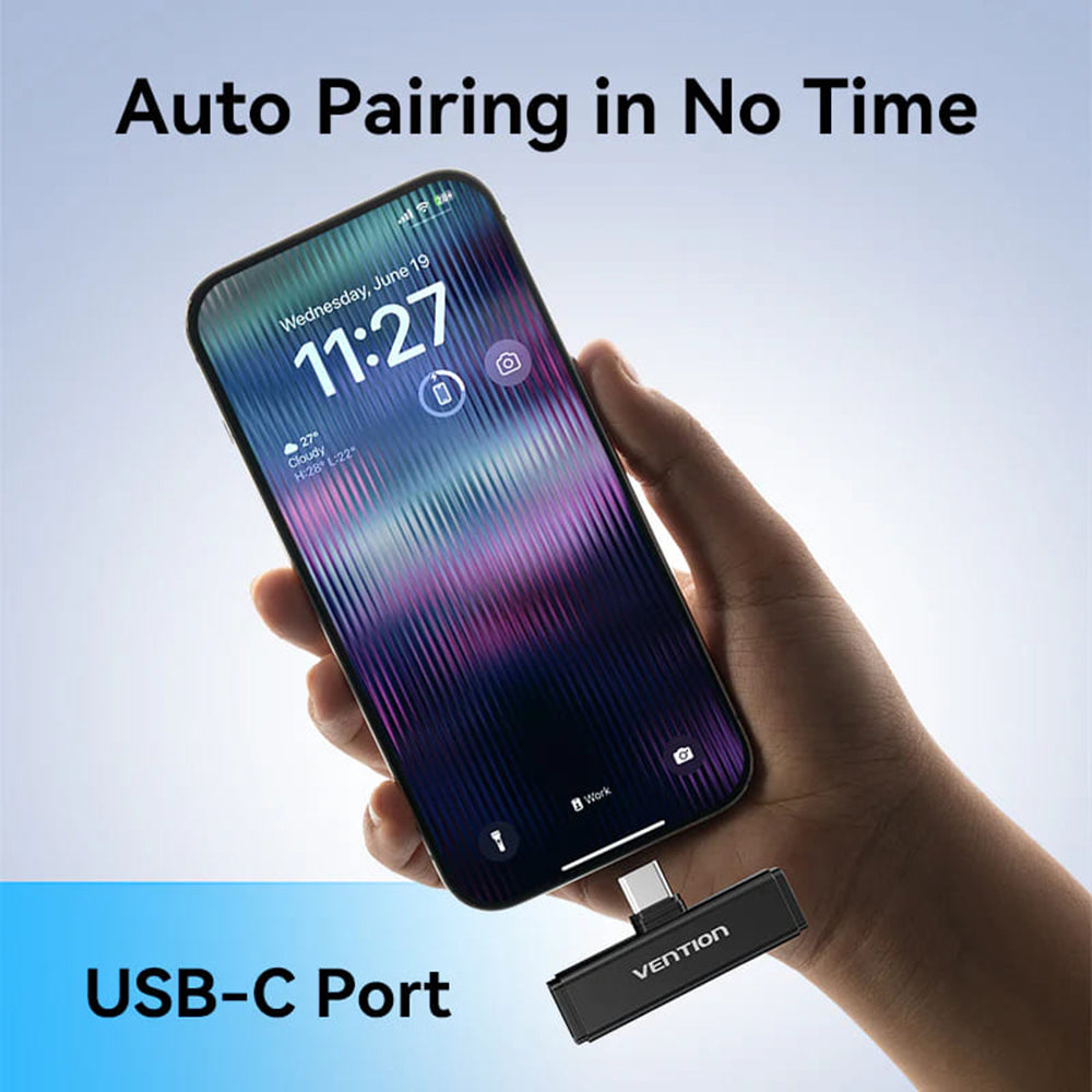 Vention Clip-On Lavalier, USB-C, Set med 2 stycken, Svart